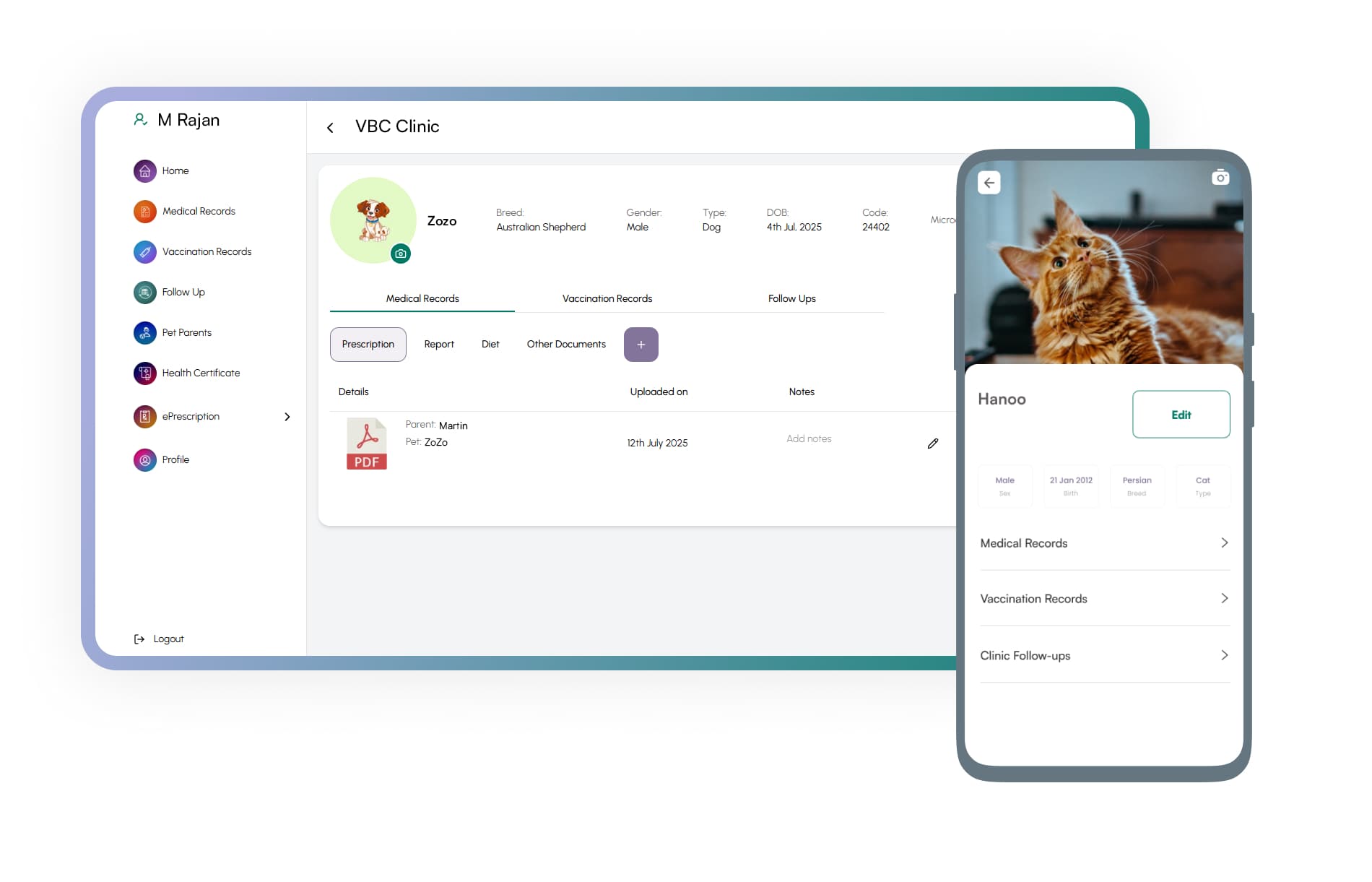 Digital pet profile management