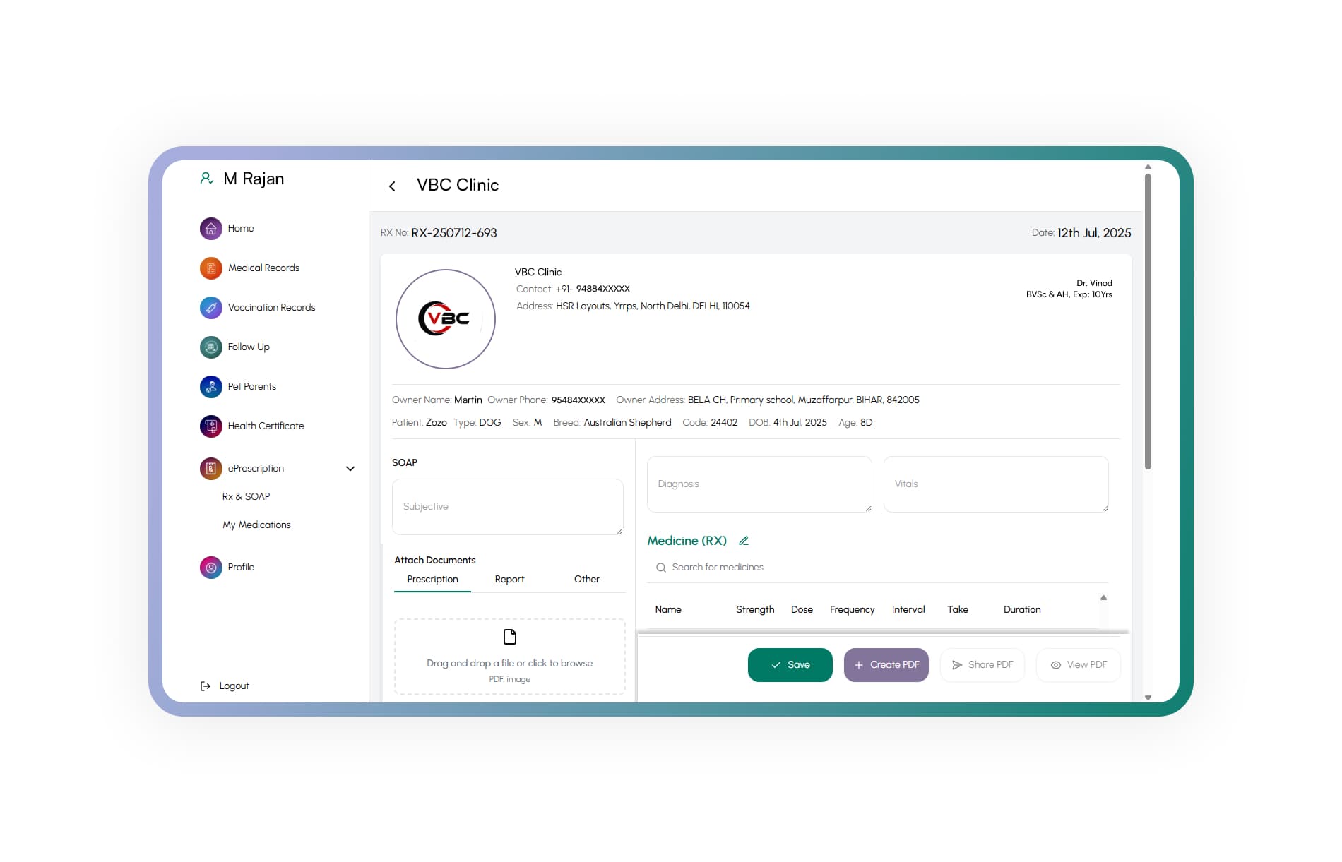 Digital SOAP, RX, & Report Management